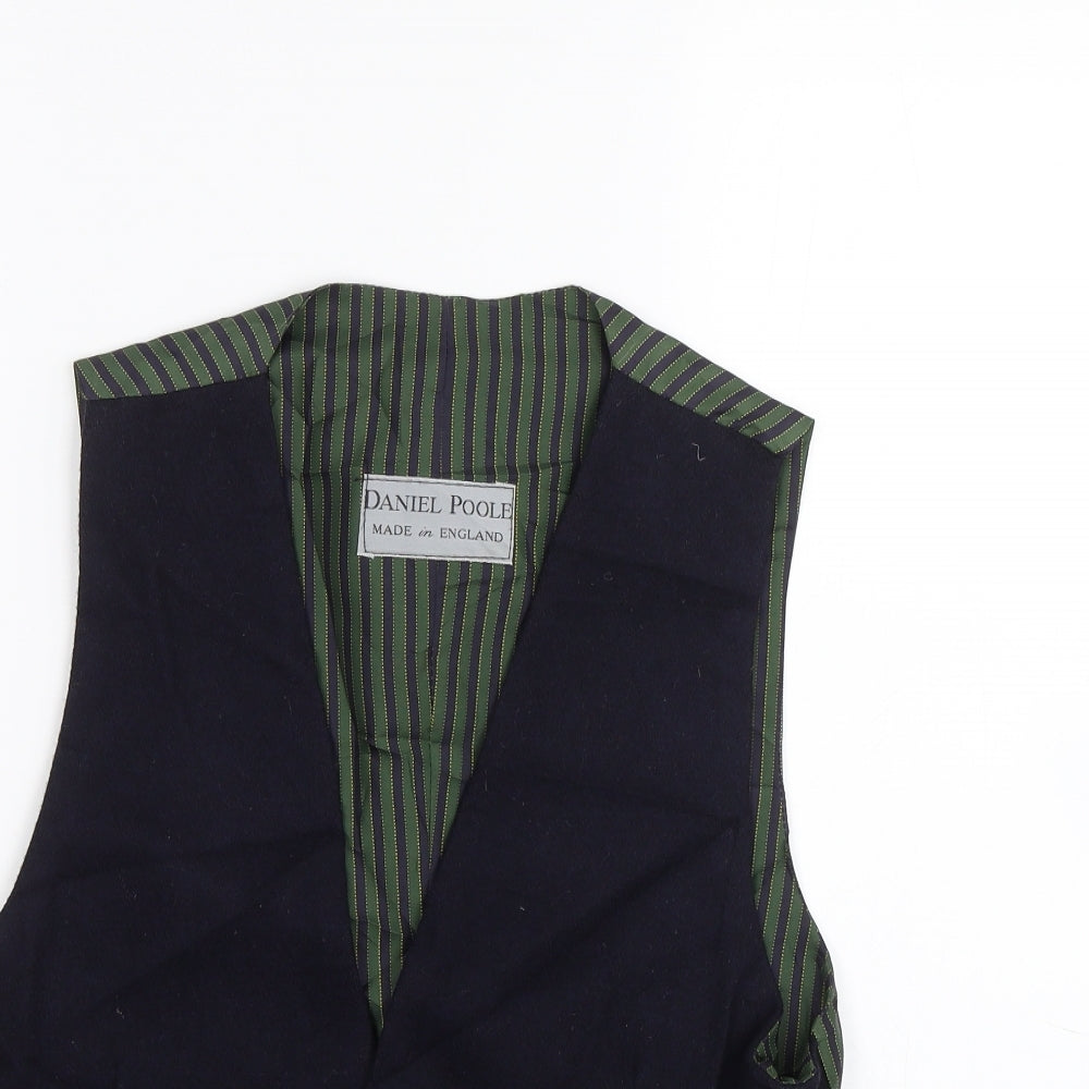 Daniel Poole Mens Blue Striped  Jacket Suit Waistcoat Size M