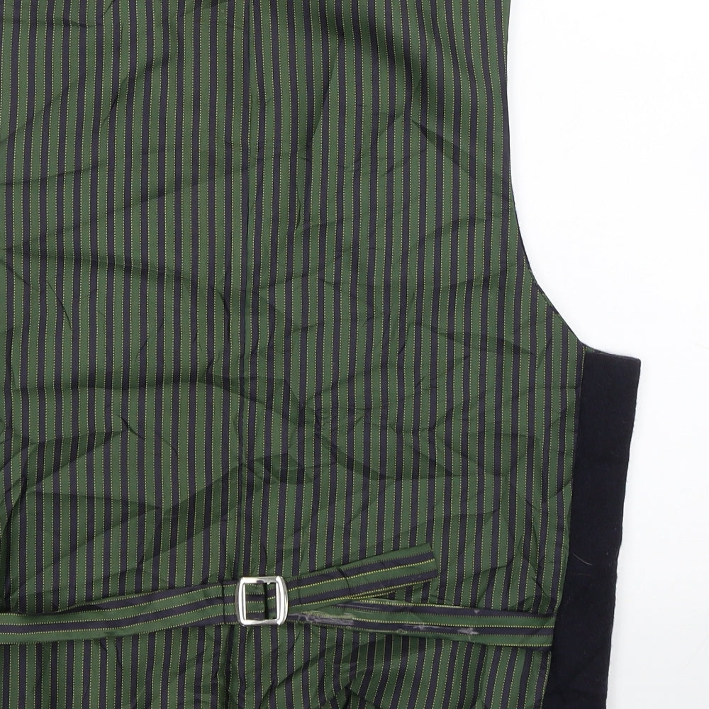 Daniel Poole Mens Blue Striped  Jacket Suit Waistcoat Size M