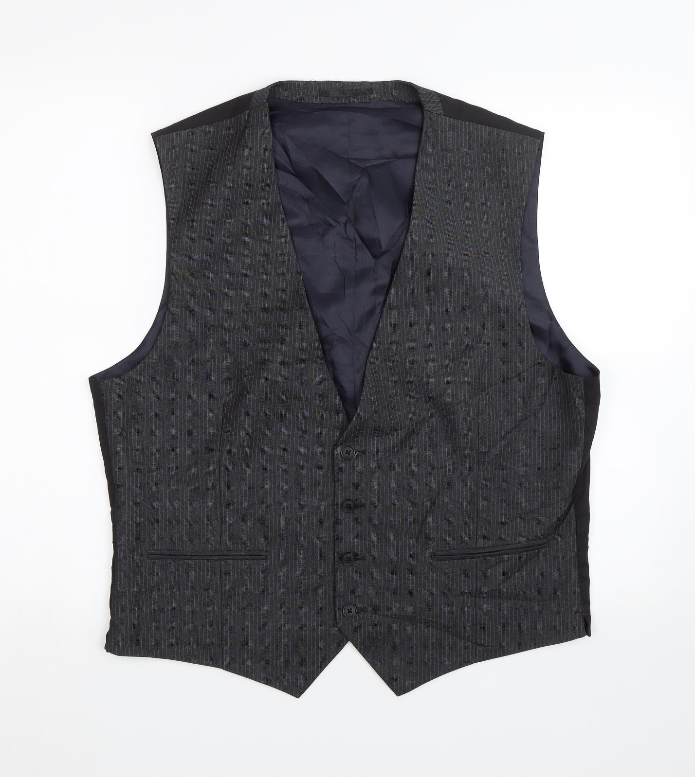 NEXT Mens Grey Striped  Jacket Suit Waistcoat