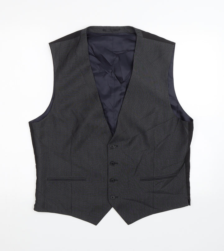 NEXT Mens Grey Striped  Jacket Suit Waistcoat