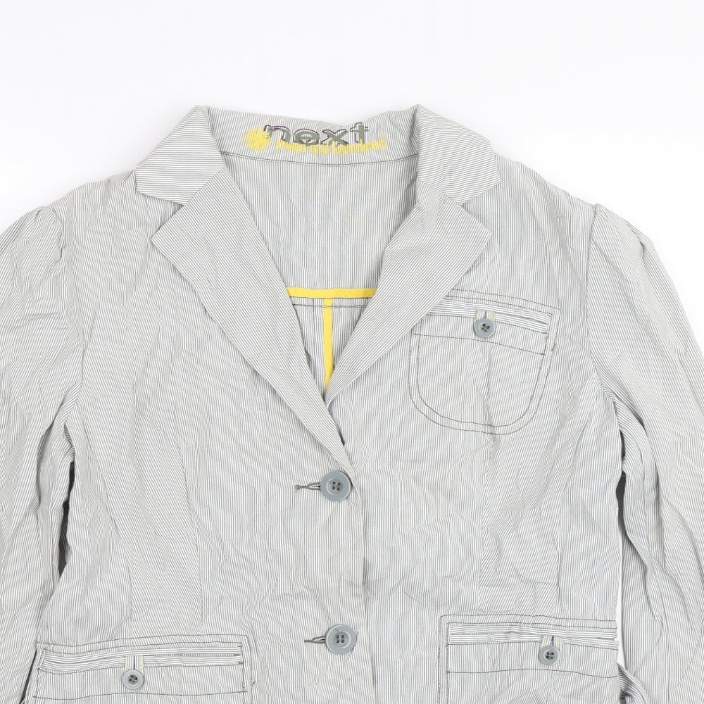 NEXT Womens Grey Striped  Jacket Blazer Size M