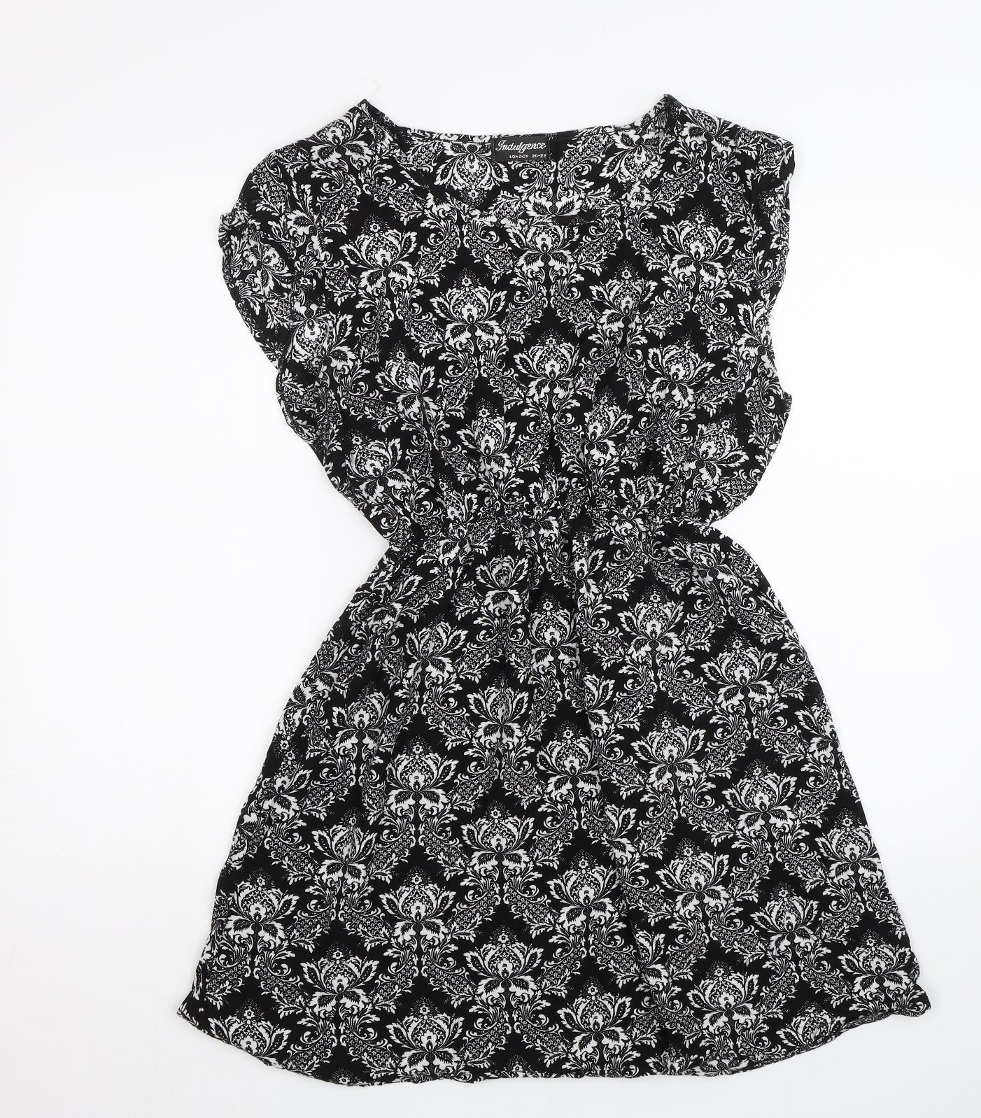 Indulgence  Womens Black Paisley  T-Shirt Dress  Size 20