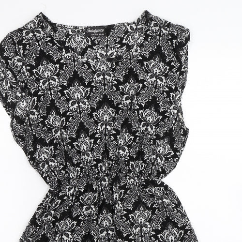 Indulgence  Womens Black Paisley  T-Shirt Dress  Size 20