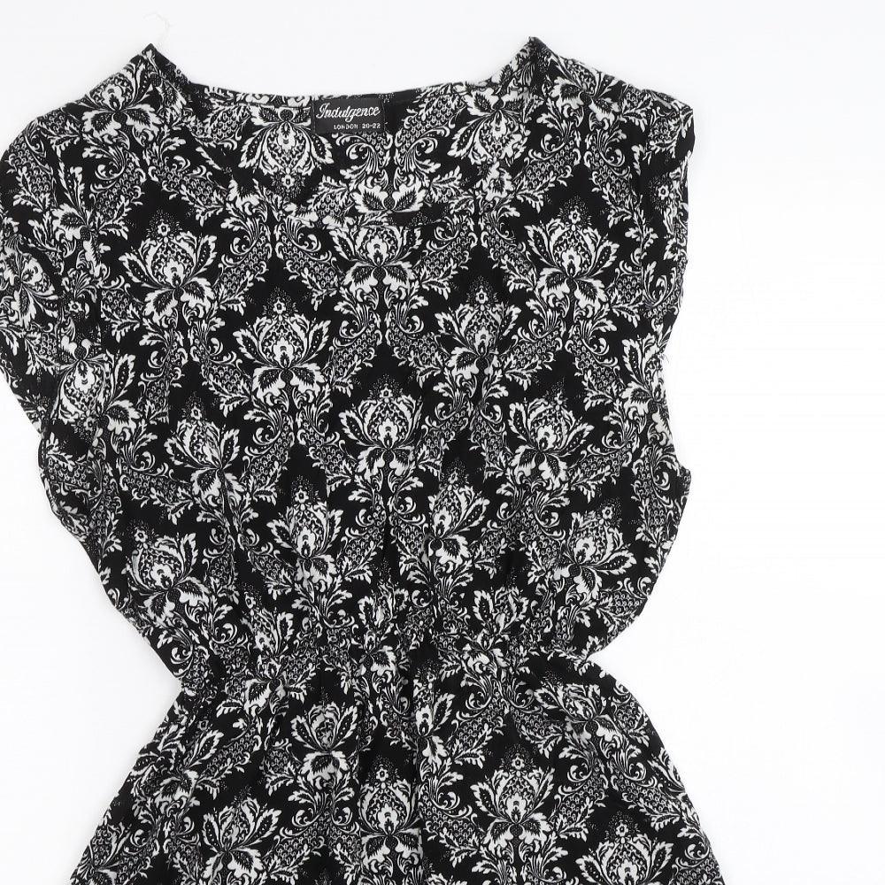 Indulgence  Womens Black Paisley  T-Shirt Dress  Size 20