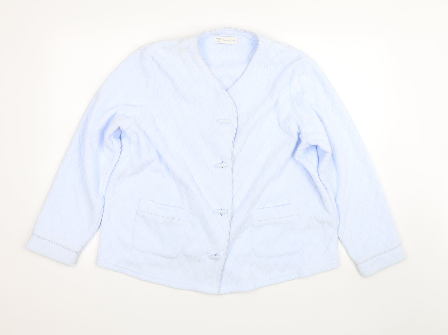 M&S Womens Blue Argyle/Diamond  Top Pyjama Top Size 12