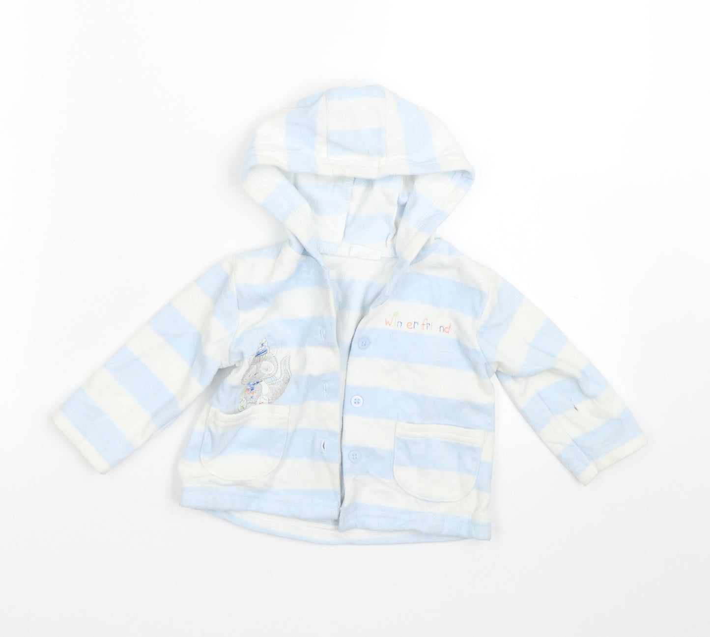 F&F Baby Blue Striped  Full Zip Jumper Size 6-9 Months