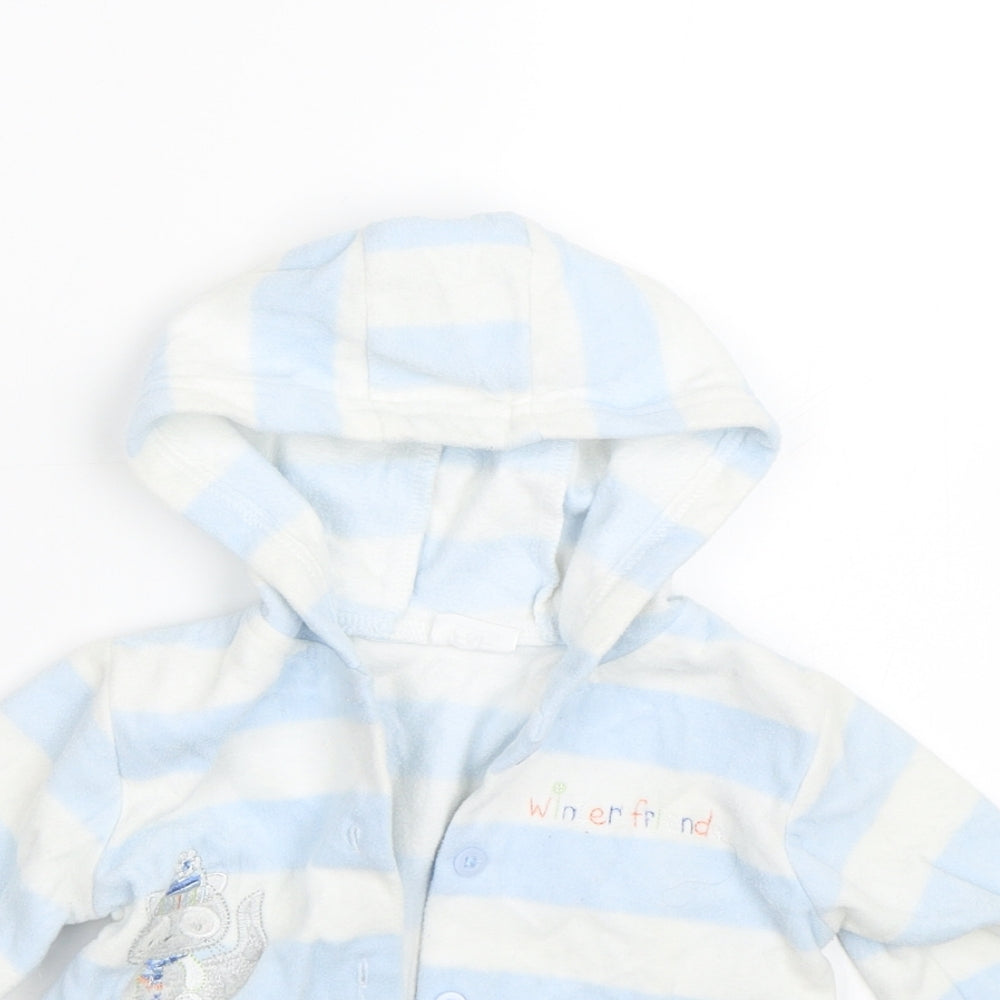 F&F Baby Blue Striped  Full Zip Jumper Size 6-9 Months