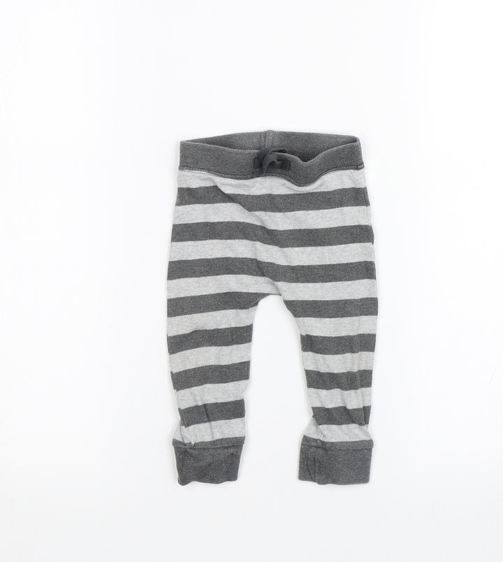 George Boys Grey Striped Sweatpants Trousers Size 6-9 Months