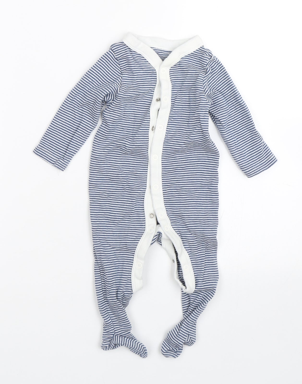 M&S Baby Blue Striped  Babygrow One-Piece Size 6-9 Months