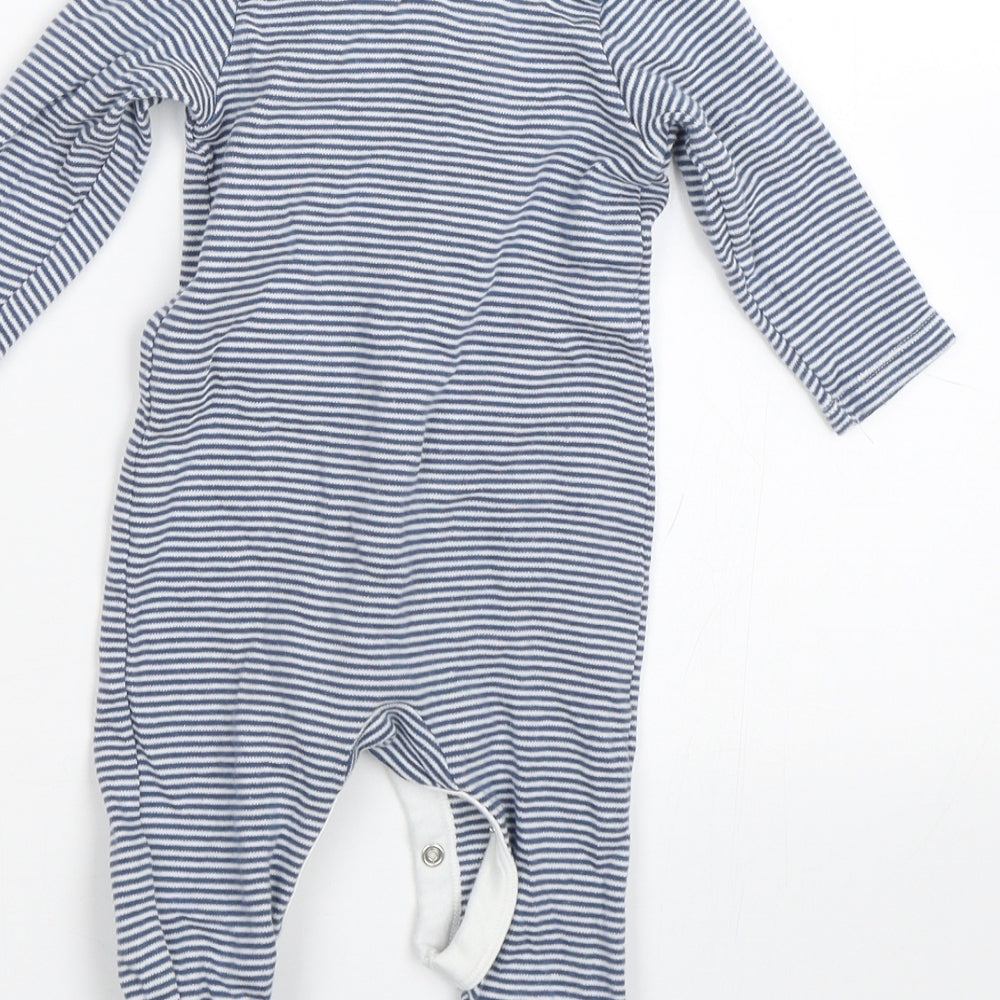 M&S Baby Blue Striped  Babygrow One-Piece Size 6-9 Months