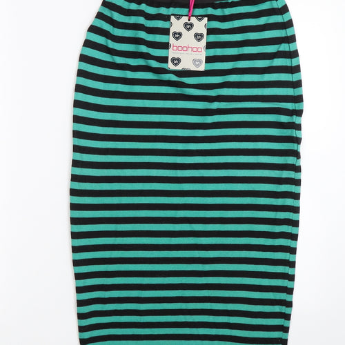 Boohoo Womens Green Striped  Bandage Skirt Size 8