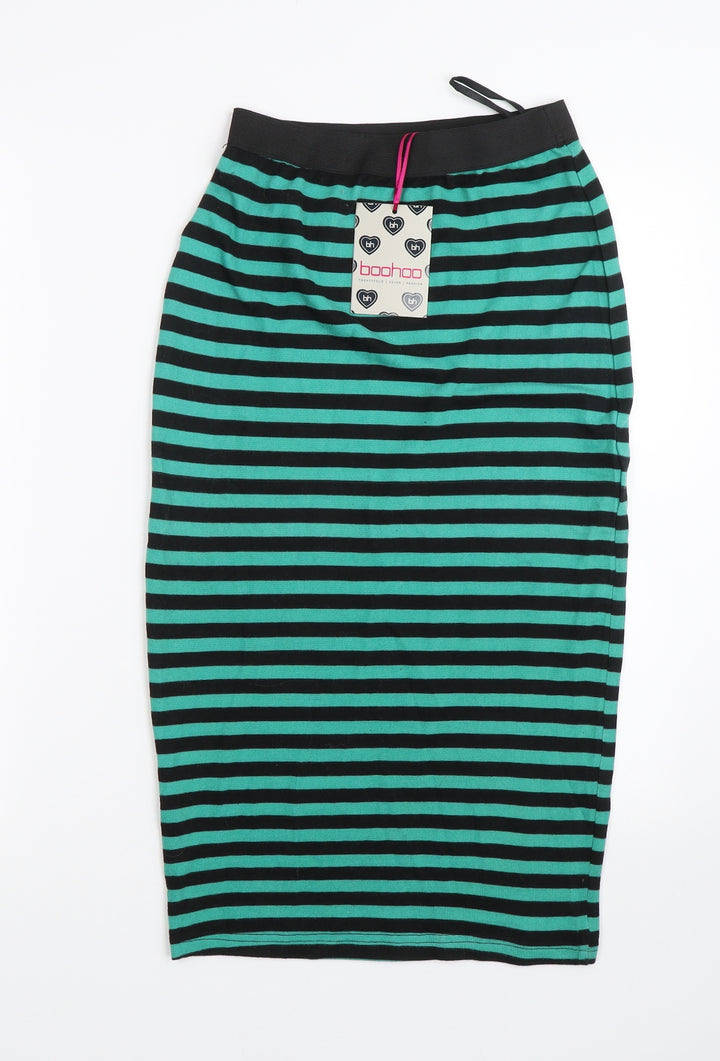 Boohoo Womens Green Striped  Bandage Skirt Size 8