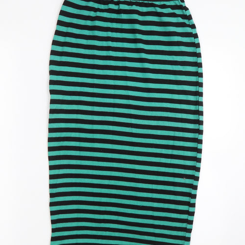 Boohoo Womens Green Striped  Bandage Skirt Size 8