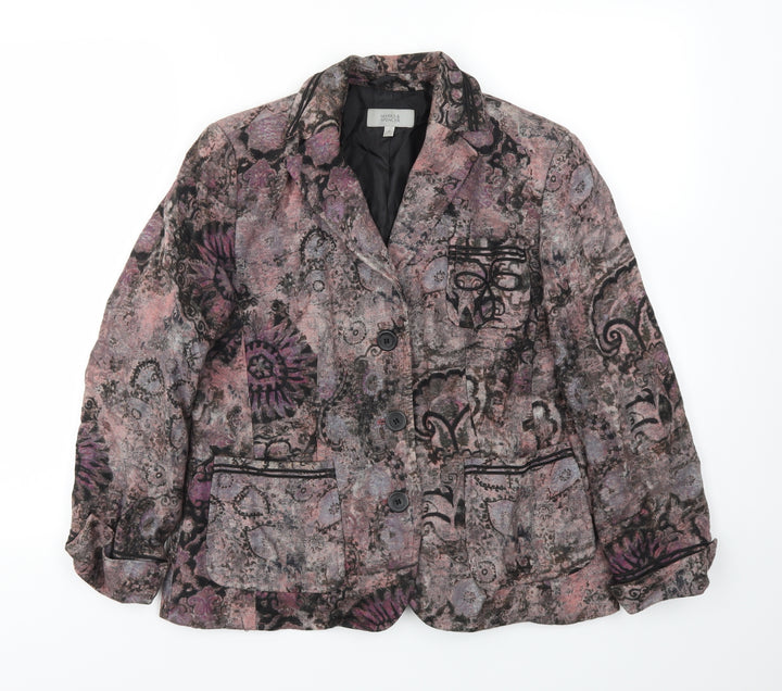 M&S Womens Multicoloured Argyle/Diamond  Jacket Blazer Size 14