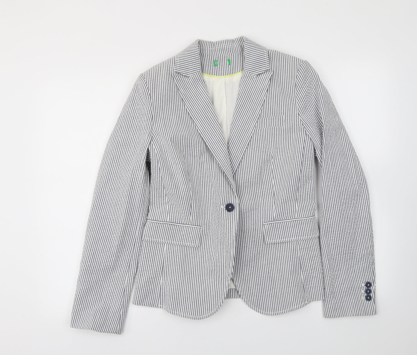Preworn Womens Blue Striped  Jacket Blazer Size 10