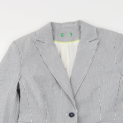 Preworn Womens Blue Striped  Jacket Blazer Size 10