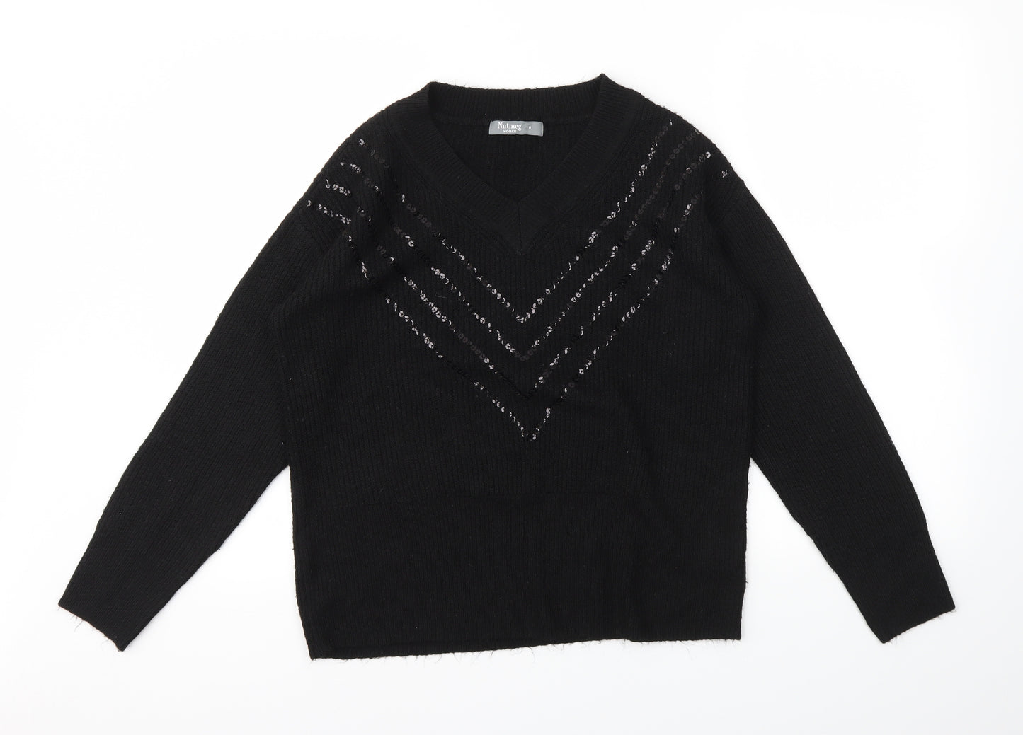 Nutmeg Womens Black   Pullover Jumper Size 8