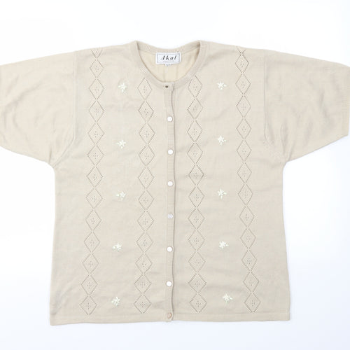 AKAL Womens Beige   Cardigan Jumper Size M