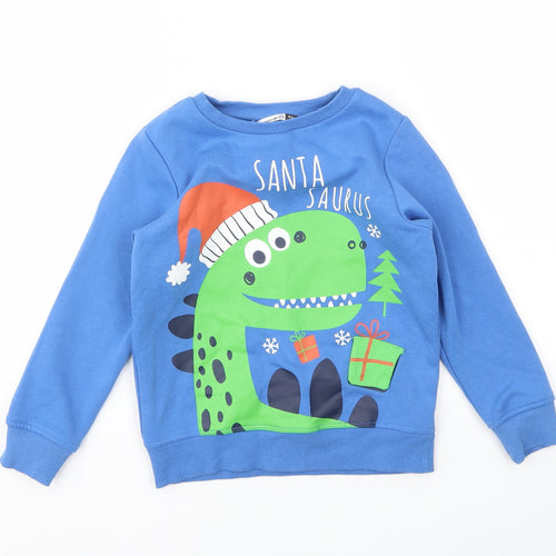 PEP&CO Boys Blue Animal Print  Pullover Sweatshirt Size 5-6 Years