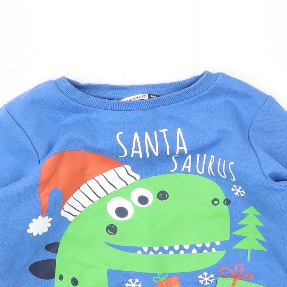 PEP&CO Boys Blue Animal Print  Pullover Sweatshirt Size 5-6 Years