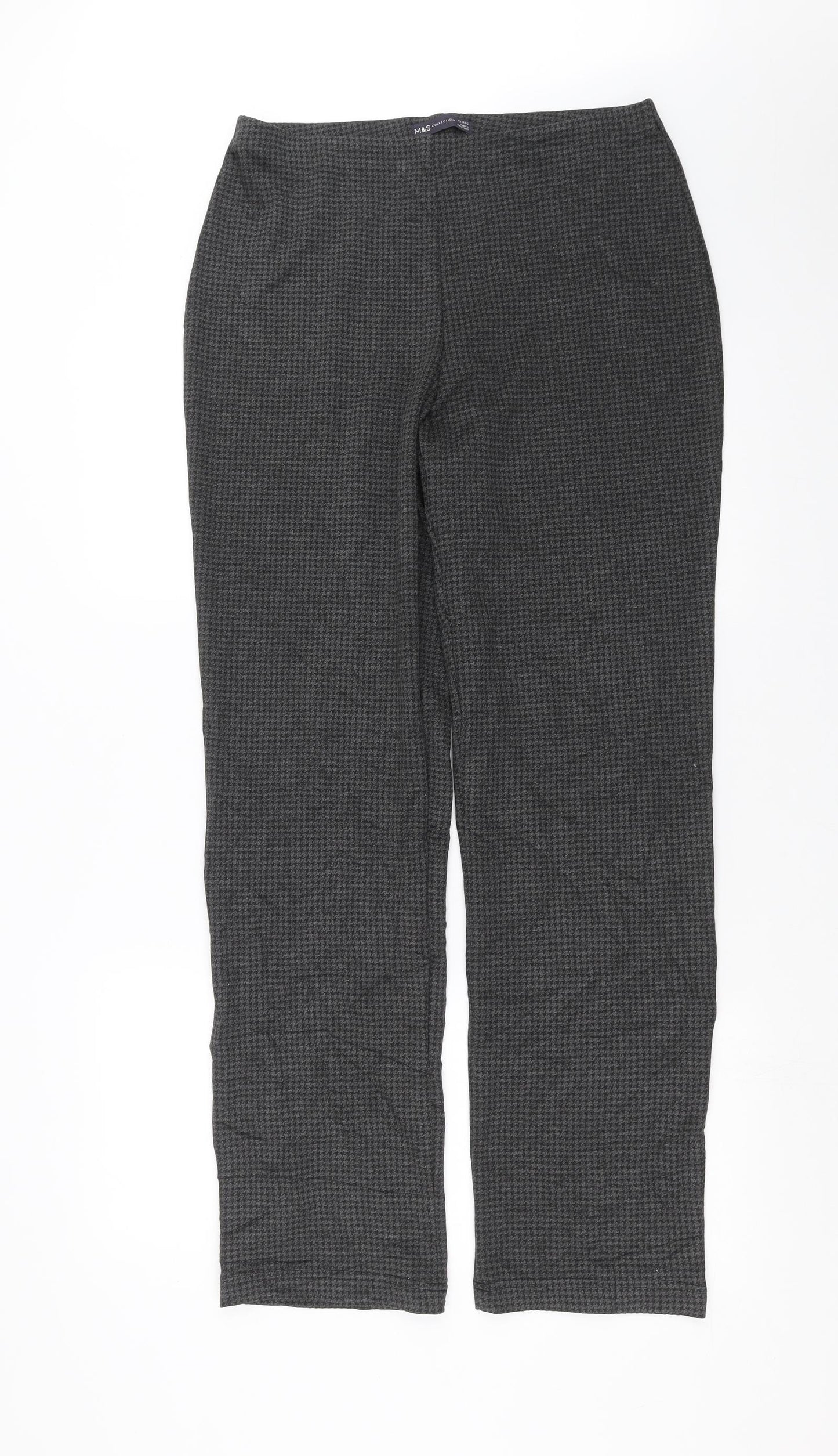 Marks and Spencer Womens Grey Houndstooth  Trousers  Size 12 L32 in