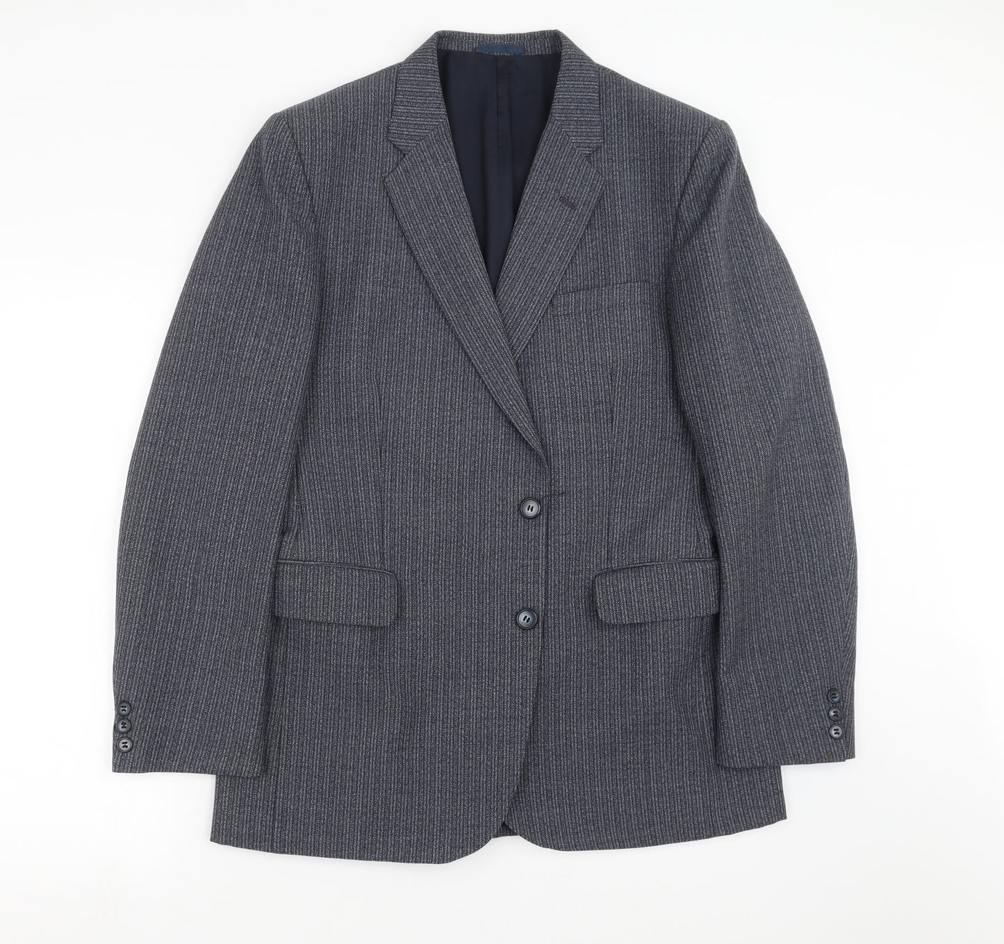 eural tergal Mens Blue Striped  Jacket Suit Jacket Size 42
