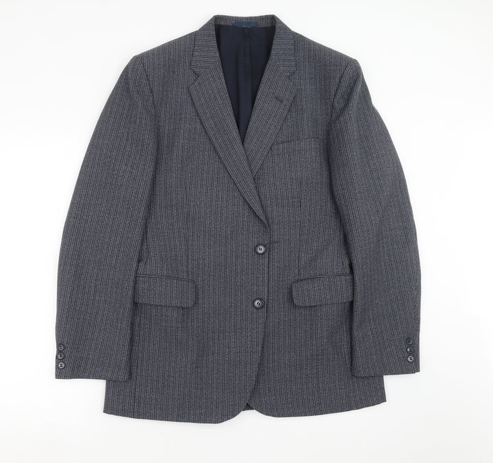 eural tergal Mens Blue Striped  Jacket Suit Jacket Size 42