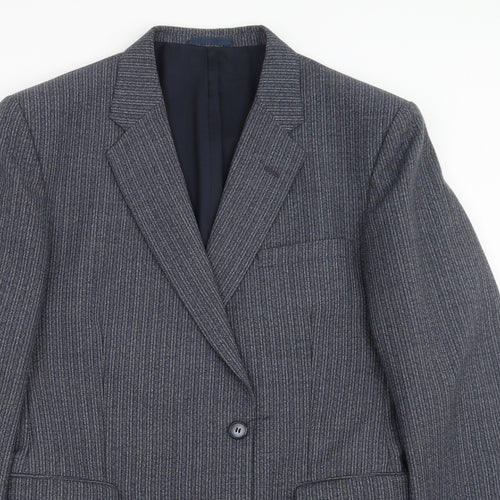 eural tergal Mens Blue Striped  Jacket Suit Jacket Size 42