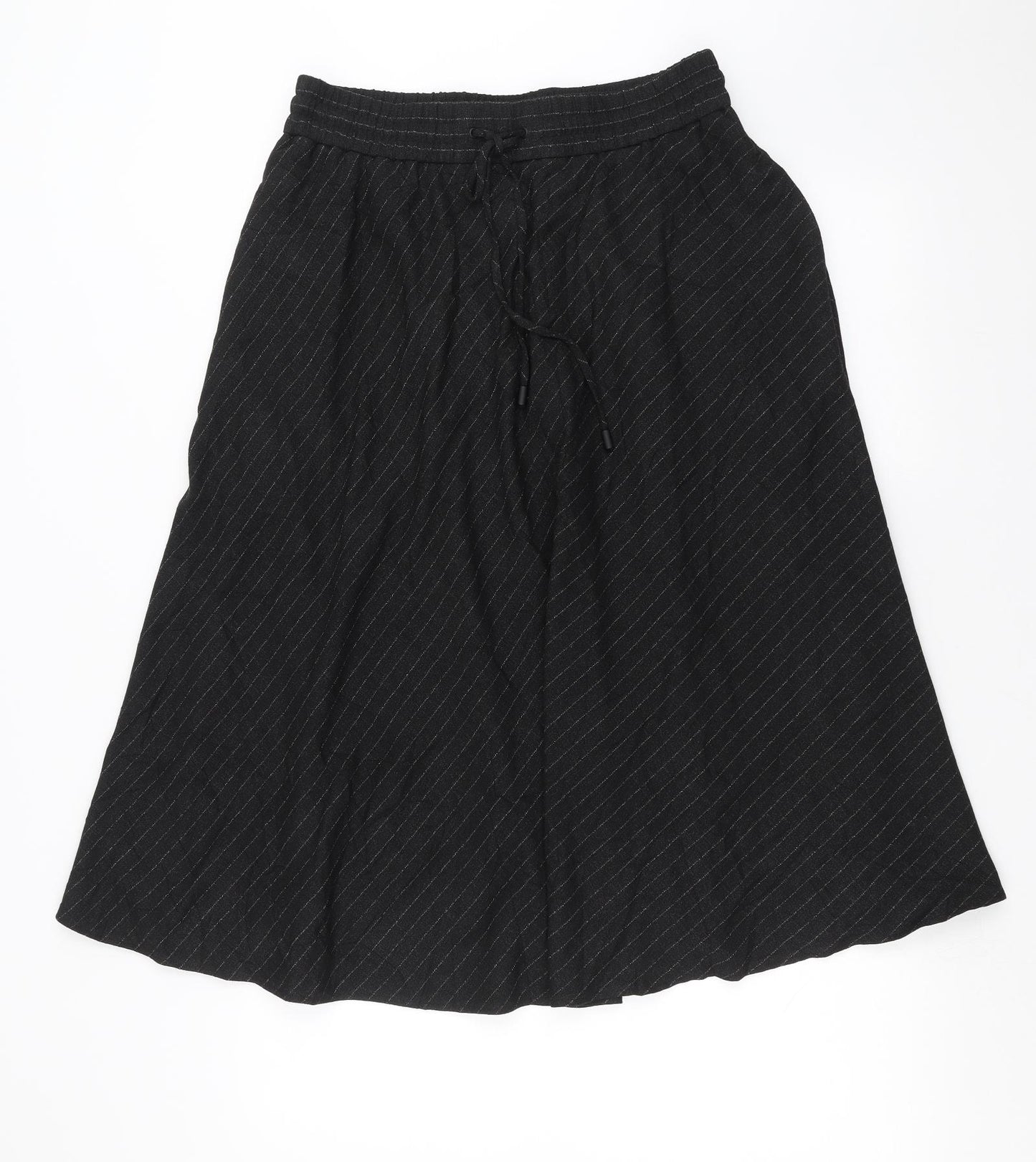 Marks and Spencer Womens Black Striped  A-Line Skirt Size 12