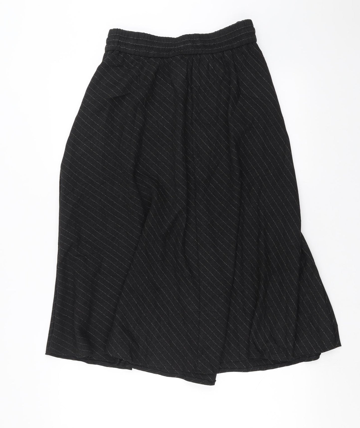 Marks and Spencer Womens Black Striped  A-Line Skirt Size 12