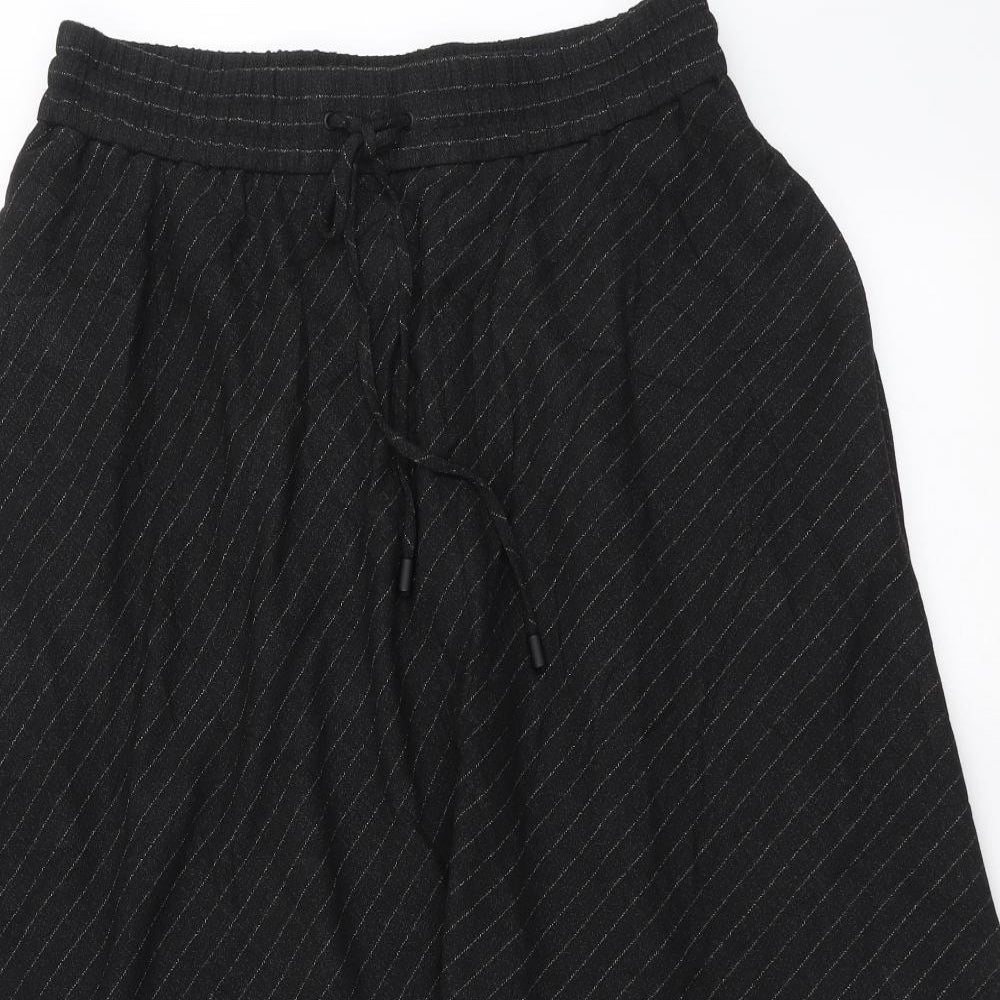 Marks and Spencer Womens Black Striped  A-Line Skirt Size 12