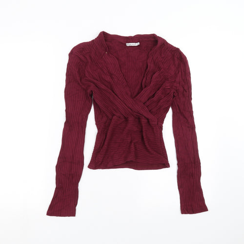 Bershka Womens Purple Striped  Pullover Jumper Size M