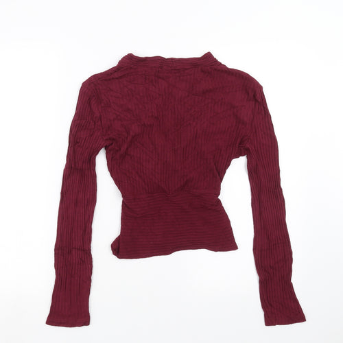 Bershka Womens Purple Striped  Pullover Jumper Size M