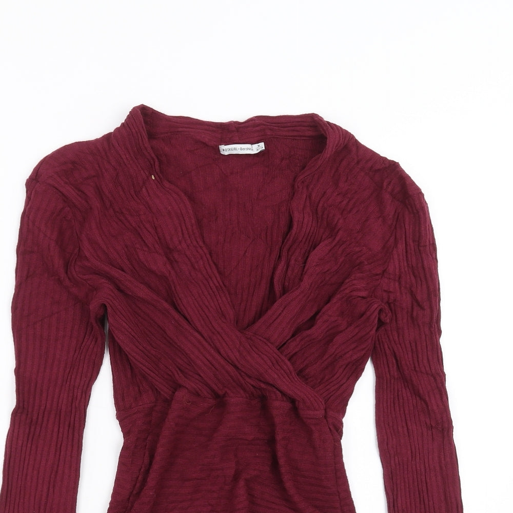 Bershka Womens Purple Striped  Pullover Jumper Size M