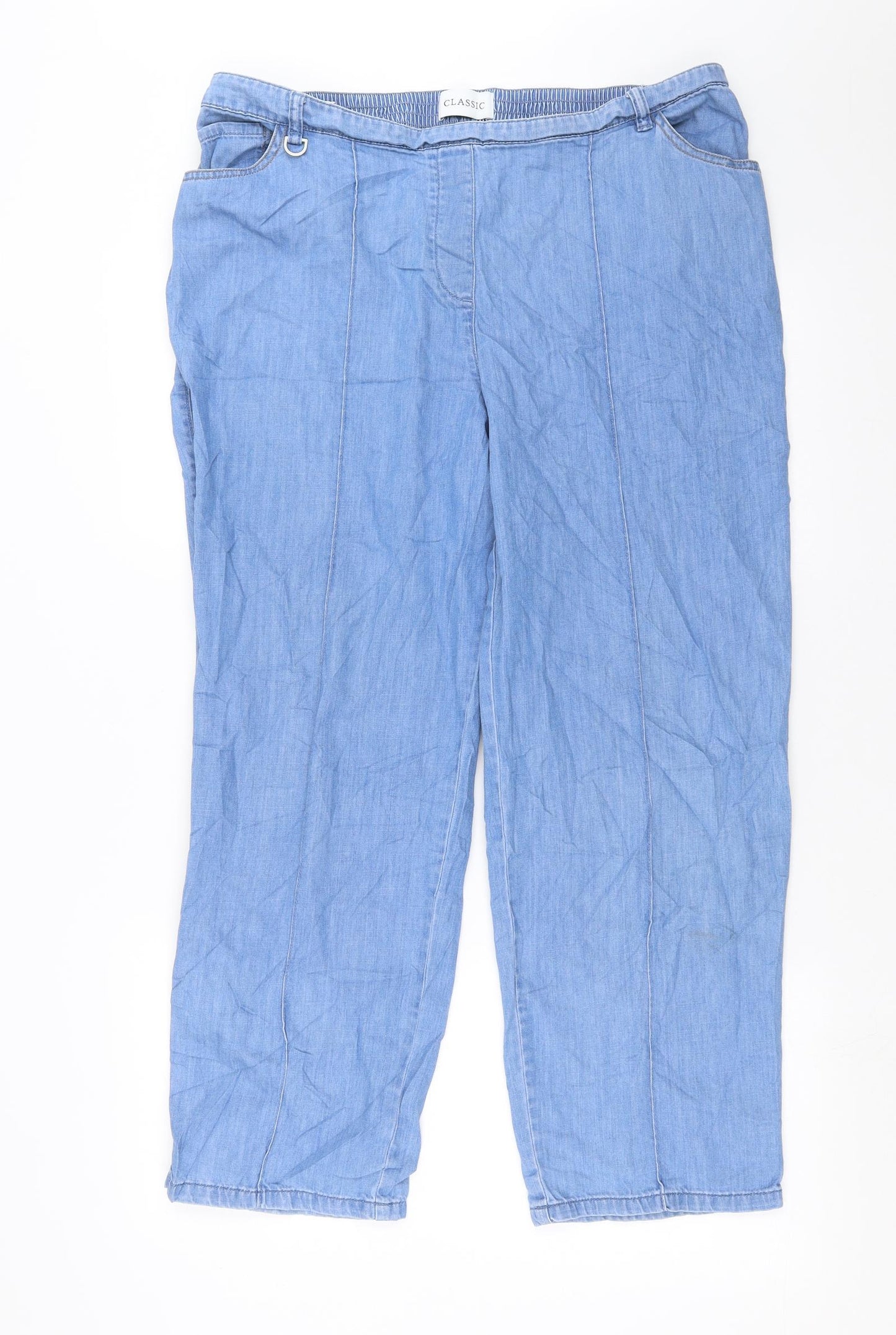 Marks and Spencer Womens Blue  Denim Straight Jeans Size 18 L27 in