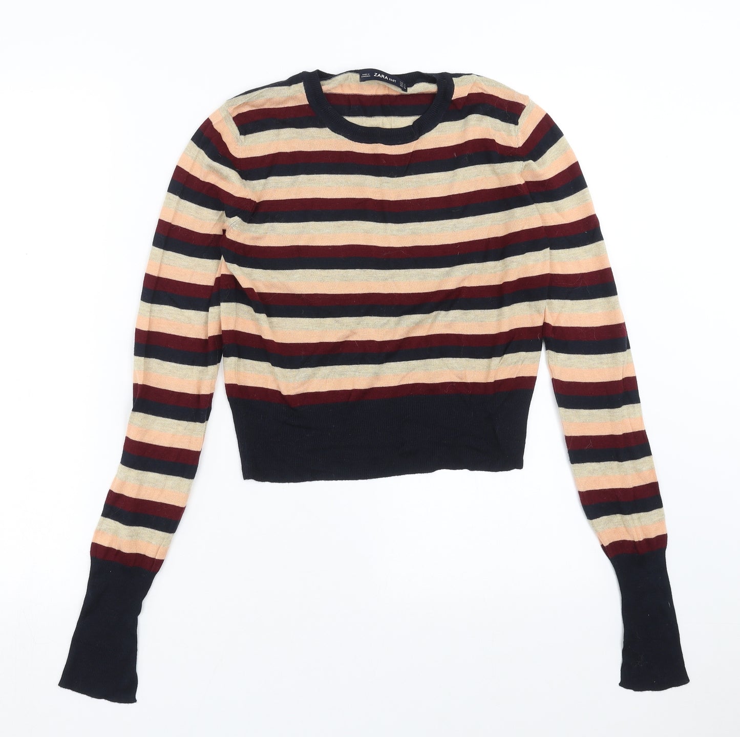 Zara Womens Multicoloured Striped Knit Pullover Jumper Size S
