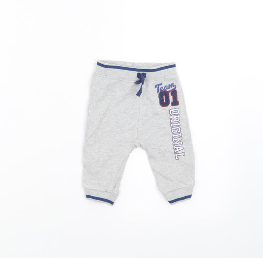Front view of George Baby Grey Jogger Trousers, size 3-6, Months
