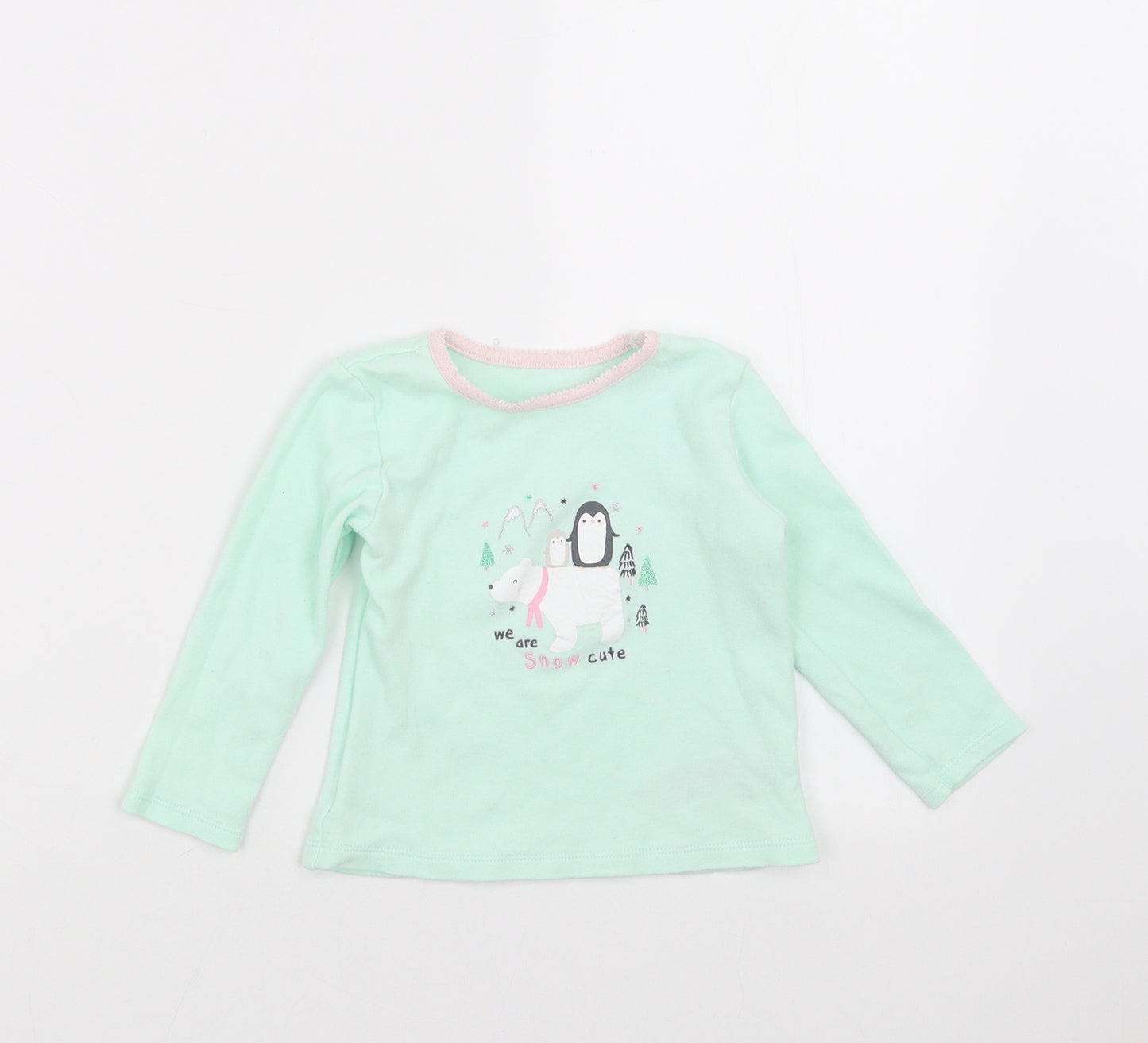 Primark Girls Green   Basic T-Shirt Size 18-24 Months  - polar bear
