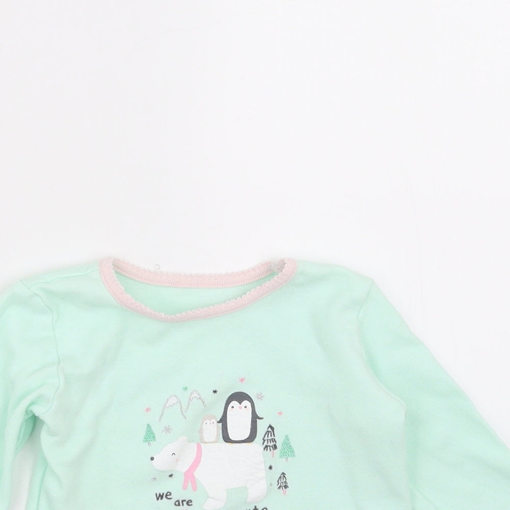 Primark Girls Green   Basic T-Shirt Size 18-24 Months  - polar bear