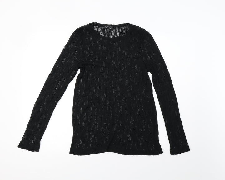 Topshop Womens Beige Mesh Pullover Sweatshirt Size 14