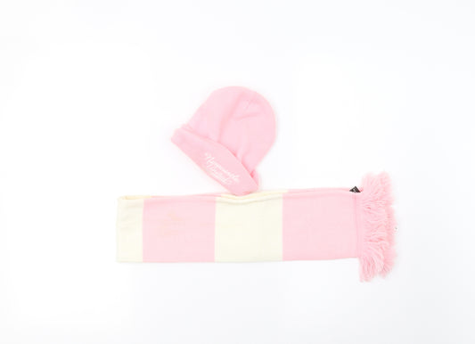 Preworn Girls Pink Striped Knit Scarf Scarves & Wraps One Size  - hat and scarf set