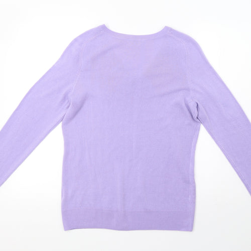 Classic Womens Purple  Knit Pullover Sweatshirt Size M