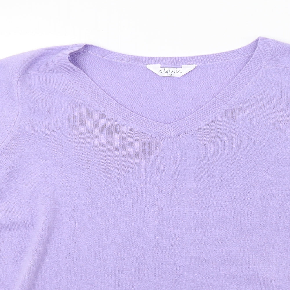 Classic Womens Purple  Knit Pullover Sweatshirt Size M