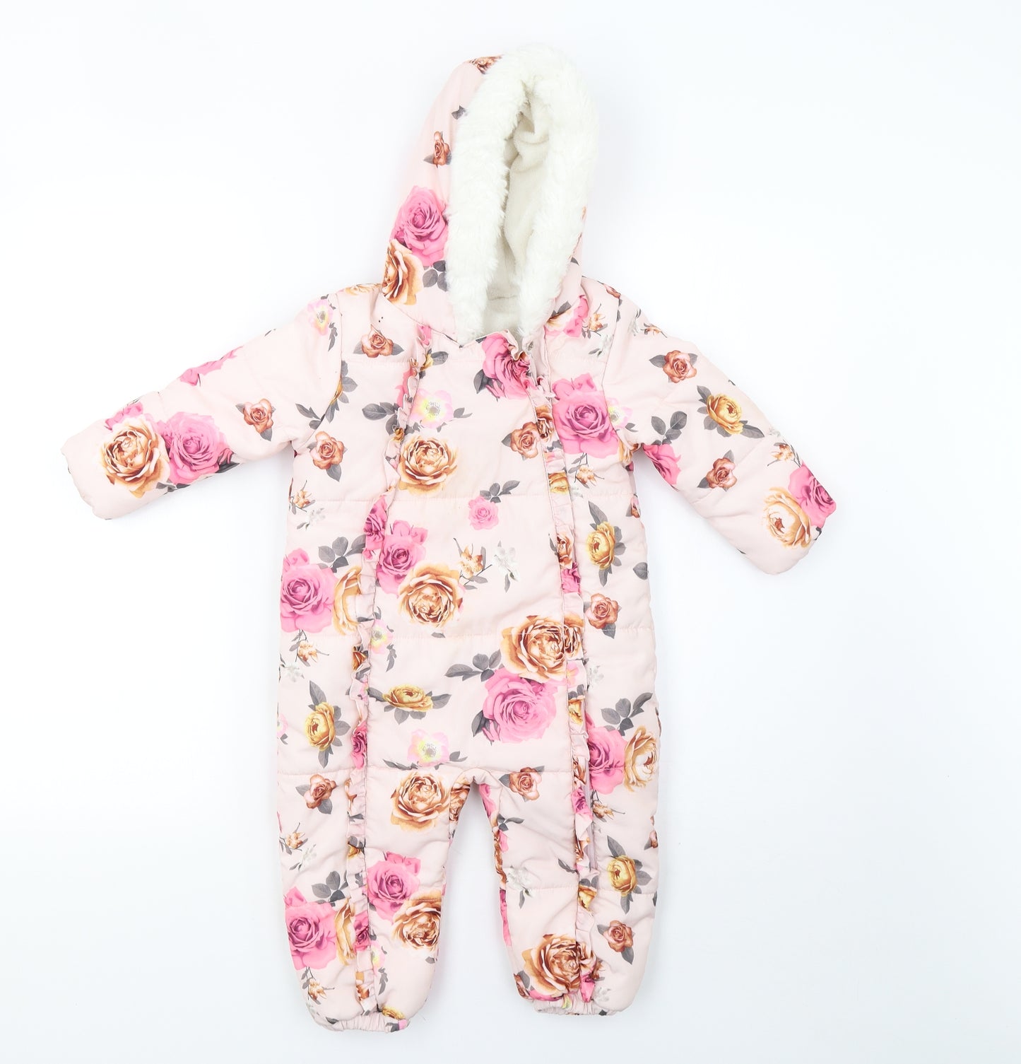 George Girls Pink Floral  Babygrow One-Piece Size 12-18 Months