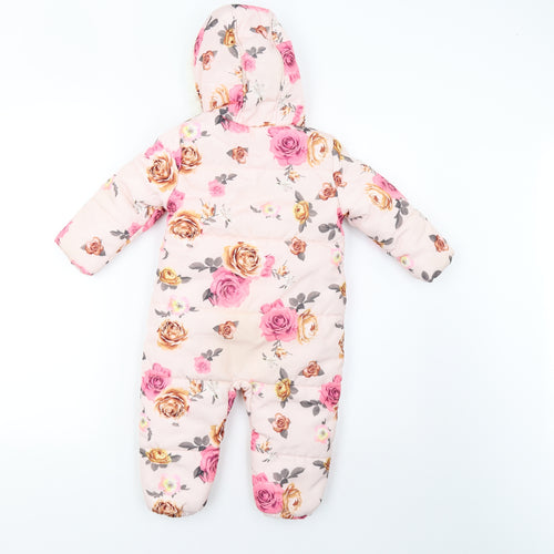George Girls Pink Floral  Babygrow One-Piece Size 12-18 Months