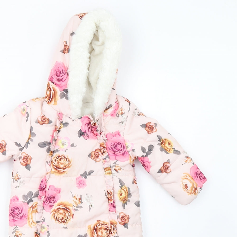 George Girls Pink Floral  Babygrow One-Piece Size 12-18 Months