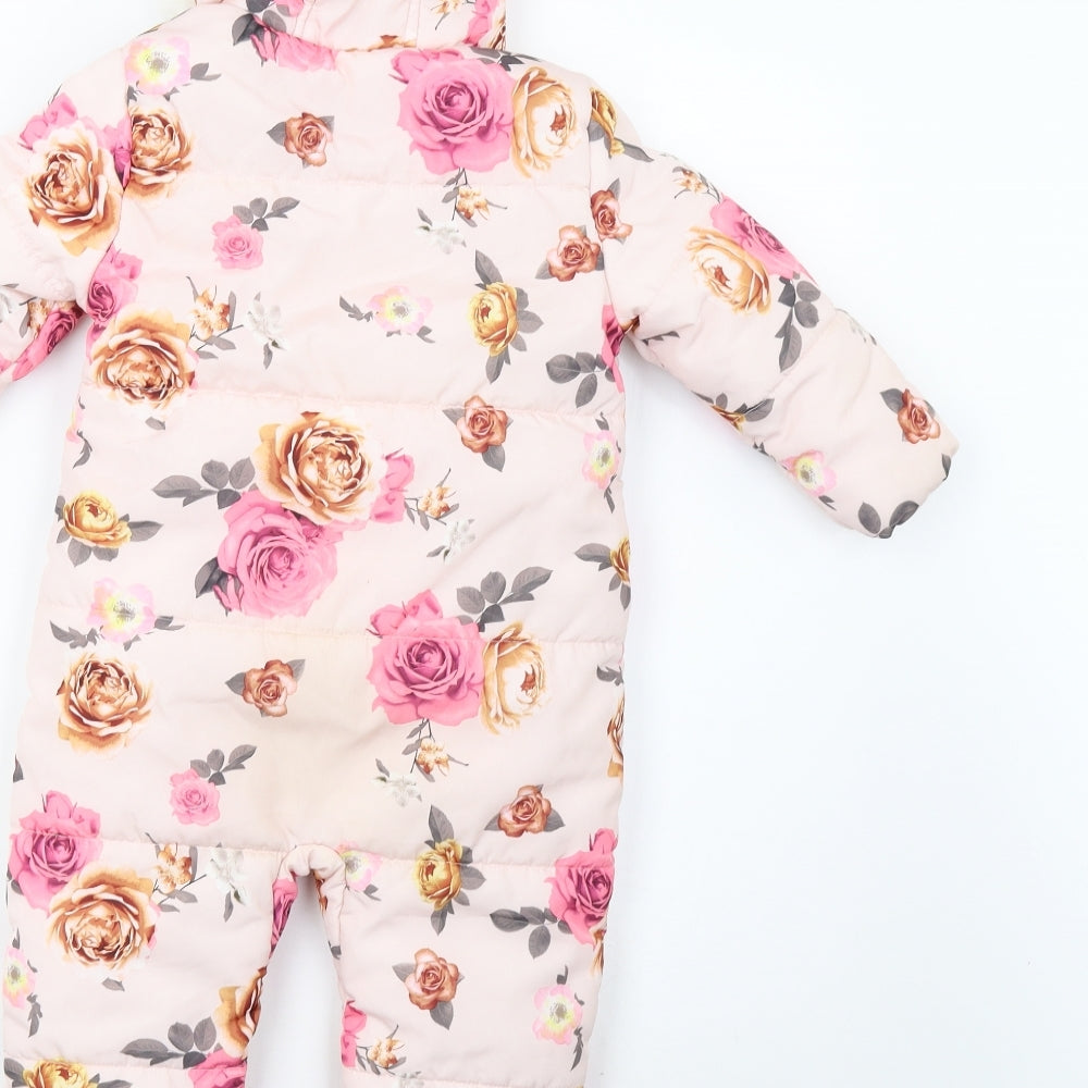 George Girls Pink Floral  Babygrow One-Piece Size 12-18 Months