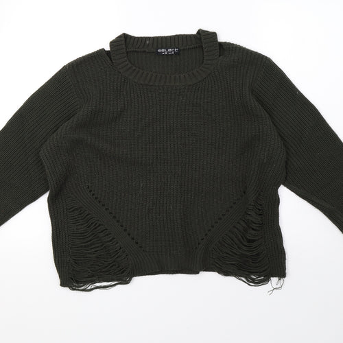 Select Womens Green  Knit Pullover Sweatshirt Size 18  - off the shoulder