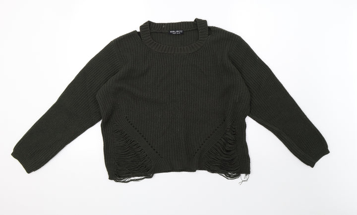 Select Womens Green  Knit Pullover Sweatshirt Size 18  - off the shoulder