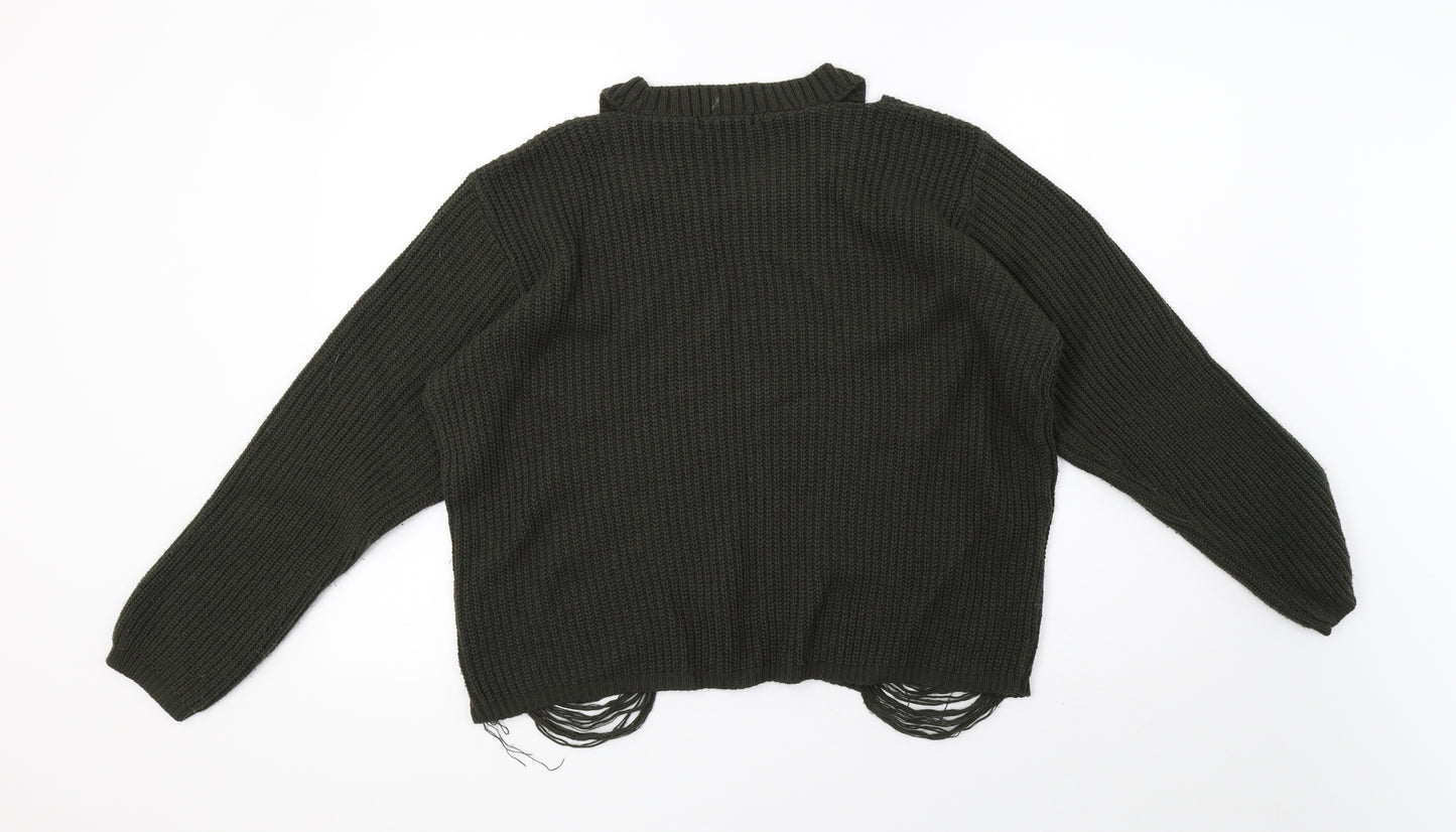 Select Womens Green  Knit Pullover Sweatshirt Size 18  - off the shoulder